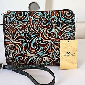 Patricia Nash NWT Tooled Turquoise Crossbody Bag
